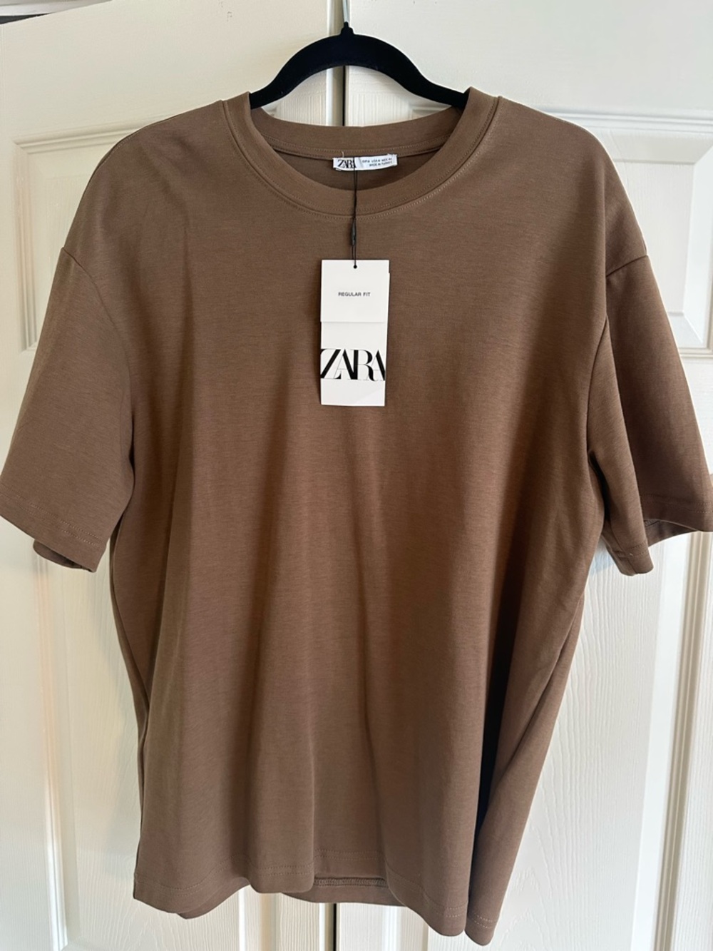 ZARA Men's Tan Short Sleeve Crew Neck Tee